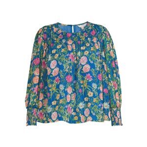 WOMEN'S PLUS SIZE Smocked Chiffon Top Blouse Shirt Size 3X